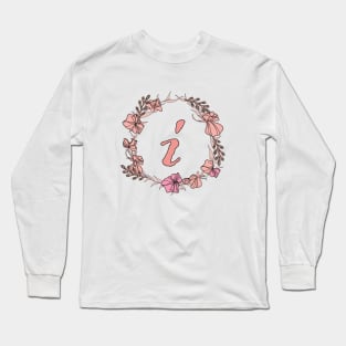 Letter I Rose Pink Initial Monogram - Letter i Long Sleeve T-Shirt